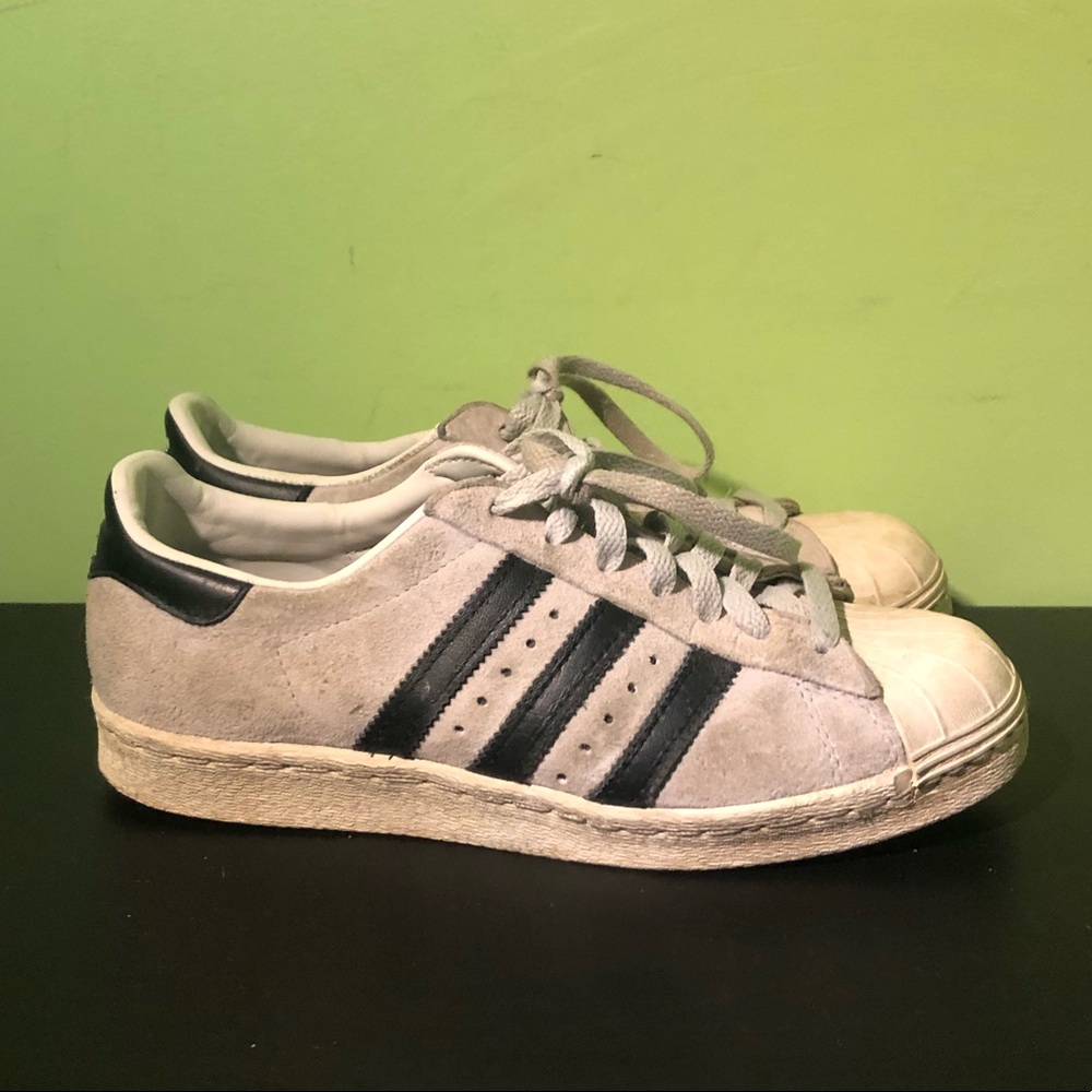 👟 ADIDAS SUPERSTAR 80S GRAY SUEDE MENS SNEAKERS 👟